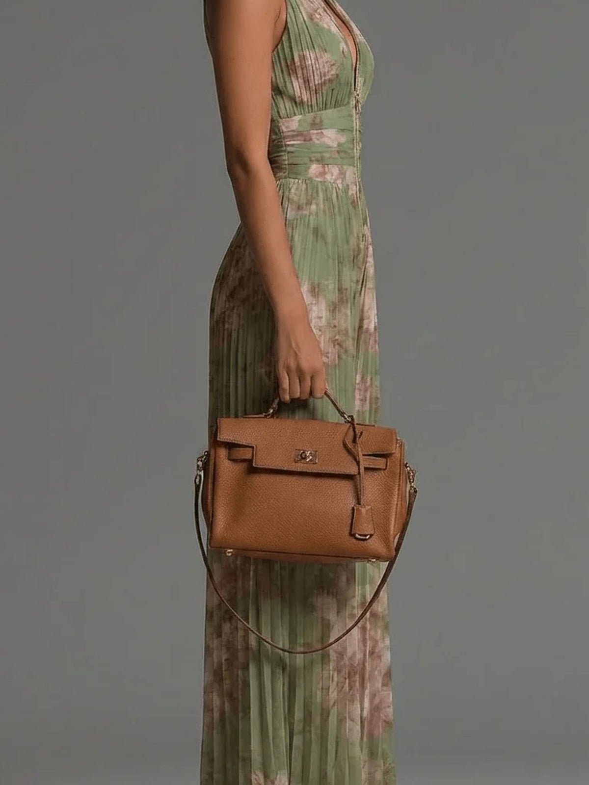 AUGUSTINE Jumpsuit | Grüner plissierter Chiffon-Overall