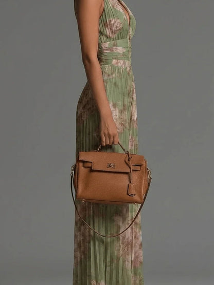 AUGUSTINE Jumpsuit | Grüner plissierter Chiffon-Overall