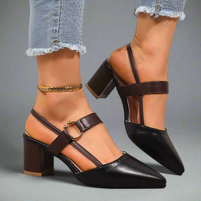 Helena | Spitze Slingback-Pumps mit Blockabsatz