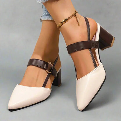 Helena | Spitze Slingback-Pumps mit Blockabsatz