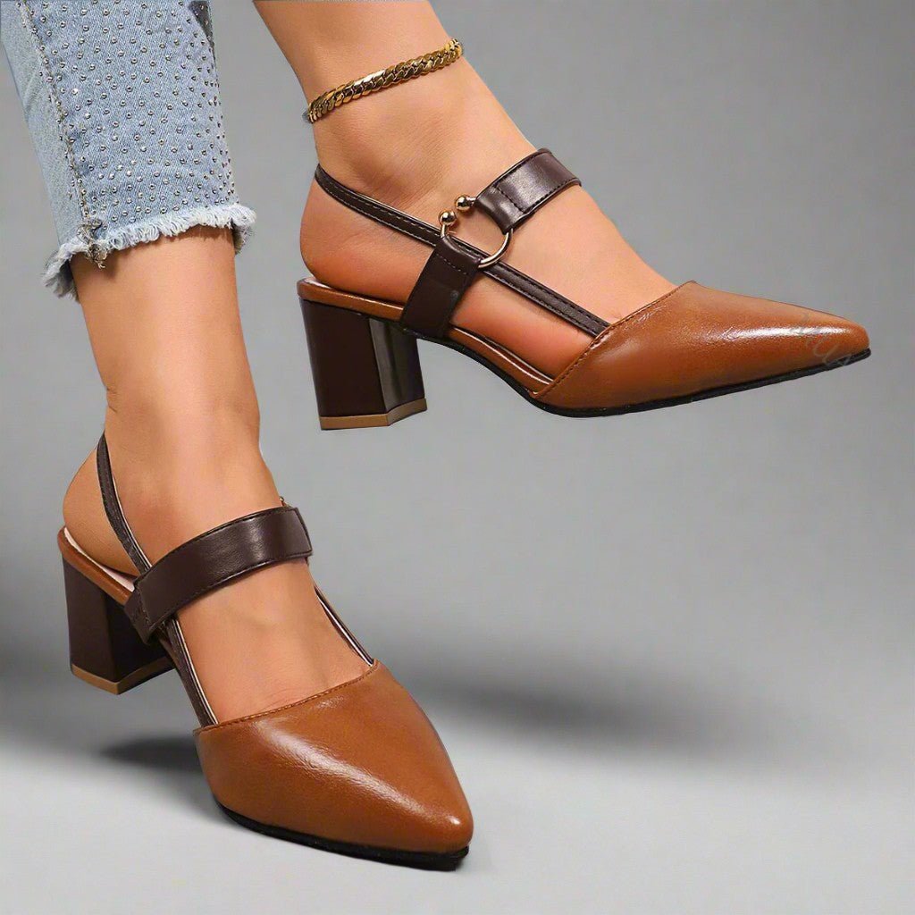 Helena | Spitze Slingback-Pumps mit Blockabsatz