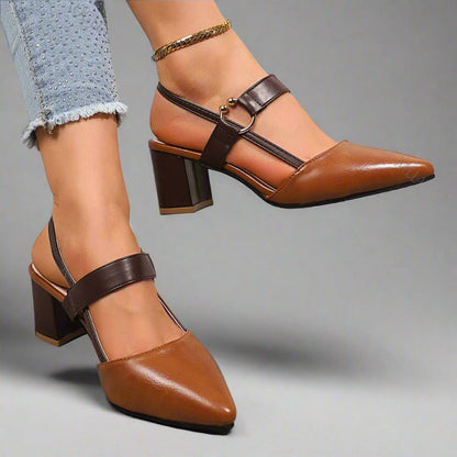 Helena | Spitze Slingback-Pumps mit Blockabsatz