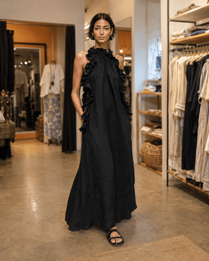 HÉLOÏSE | Maxikleid mit hohem Rüschenkragen