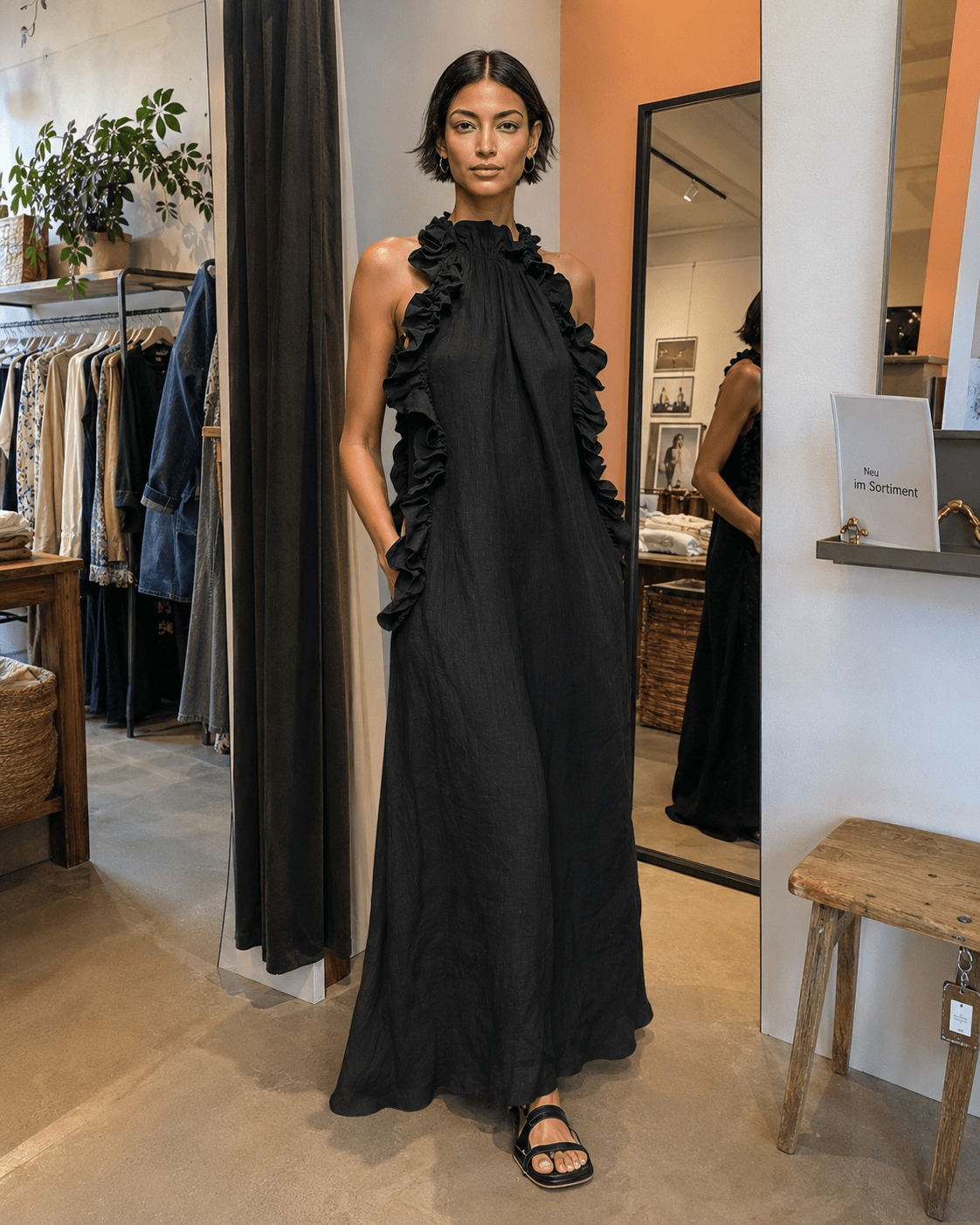 HÉLOÏSE | Maxikleid mit hohem Rüschenkragen