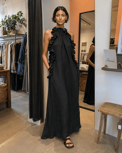 HÉLOÏSE | Maxikleid mit hohem Rüschenkragen