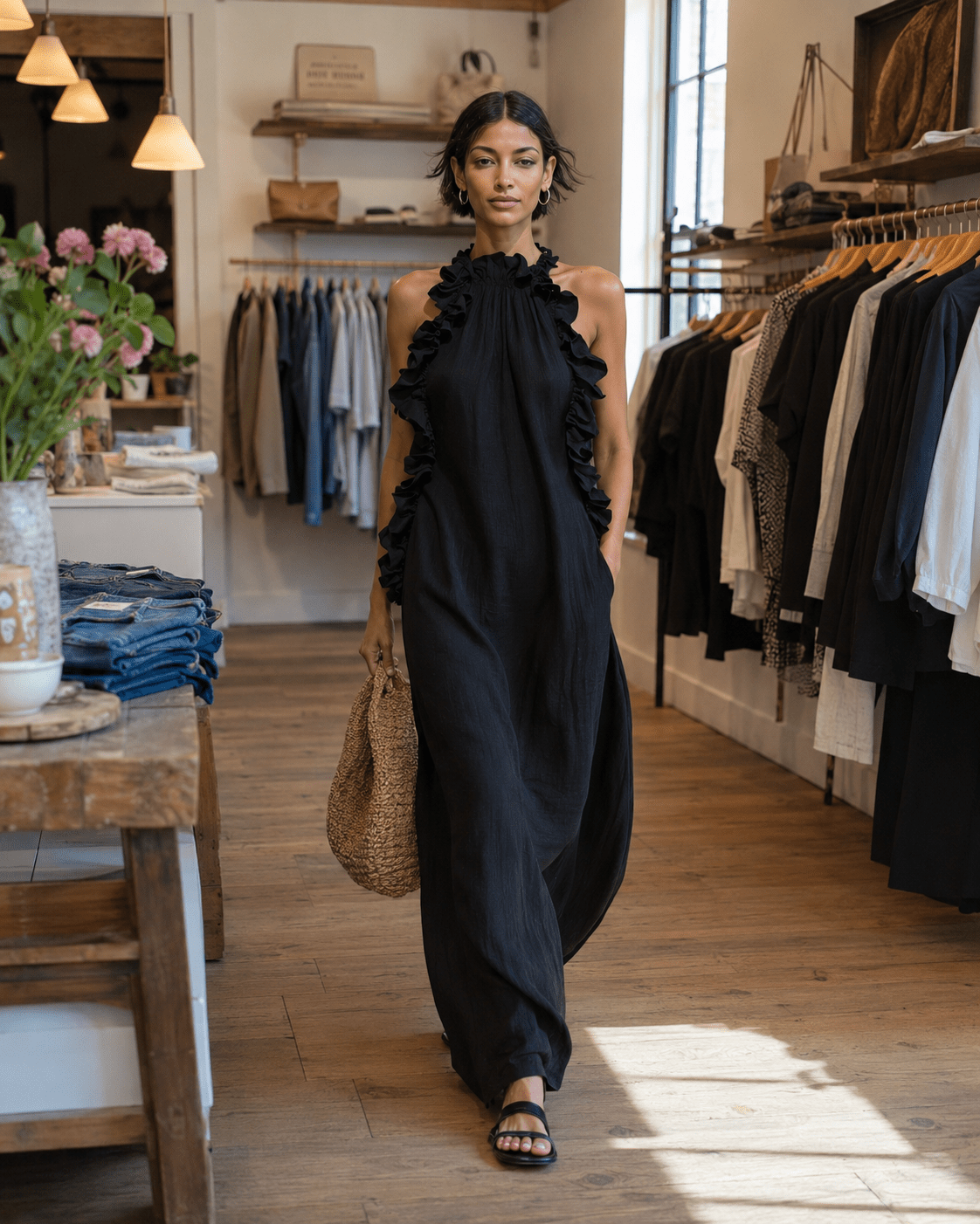 HÉLOÏSE | Maxikleid mit hohem Rüschenkragen