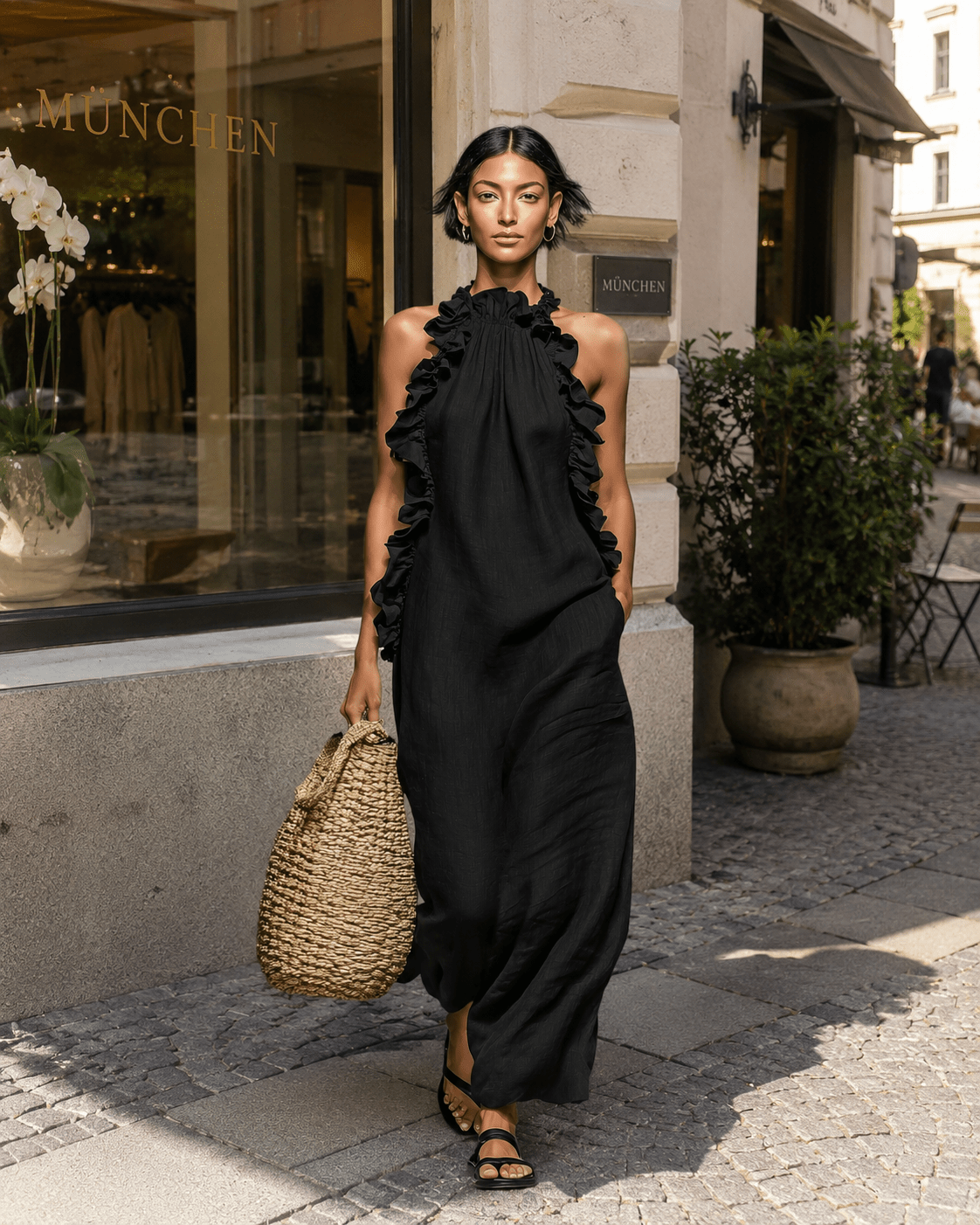 HÉLOÏSE | Maxikleid mit hohem Rüschenkragen