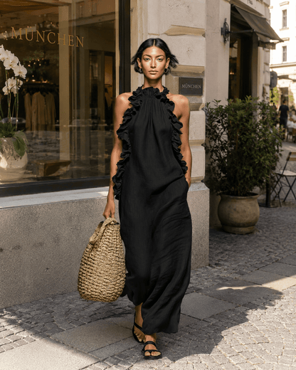 HÉLOÏSE | Maxikleid mit hohem Rüschenkragen
