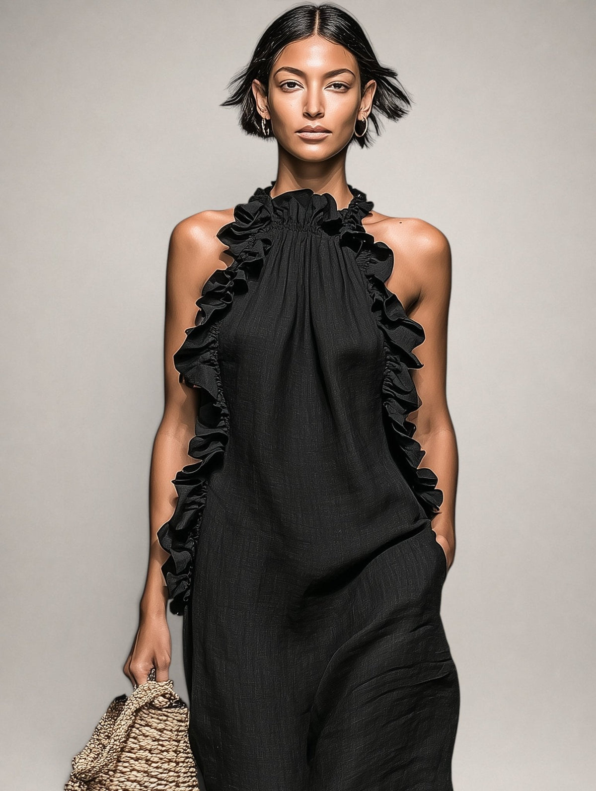 HÉLOÏSE | Maxikleid mit hohem Rüschenkragen