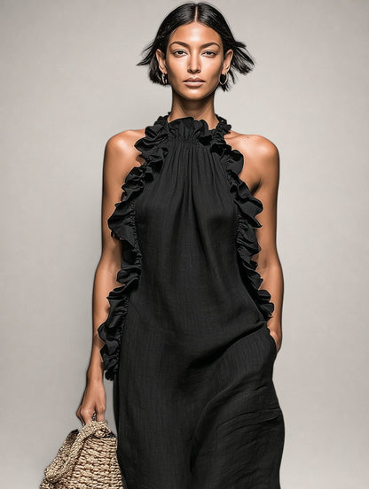 HÉLOÏSE | Maxikleid mit hohem Rüschenkragen