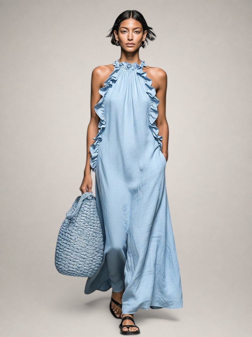 HÉLOÏSE | Maxikleid mit hohem Rüschenkragen