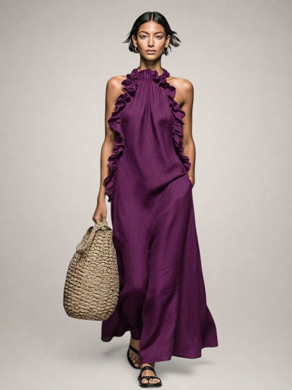 HÉLOÏSE | Maxikleid mit hohem Rüschenkragen