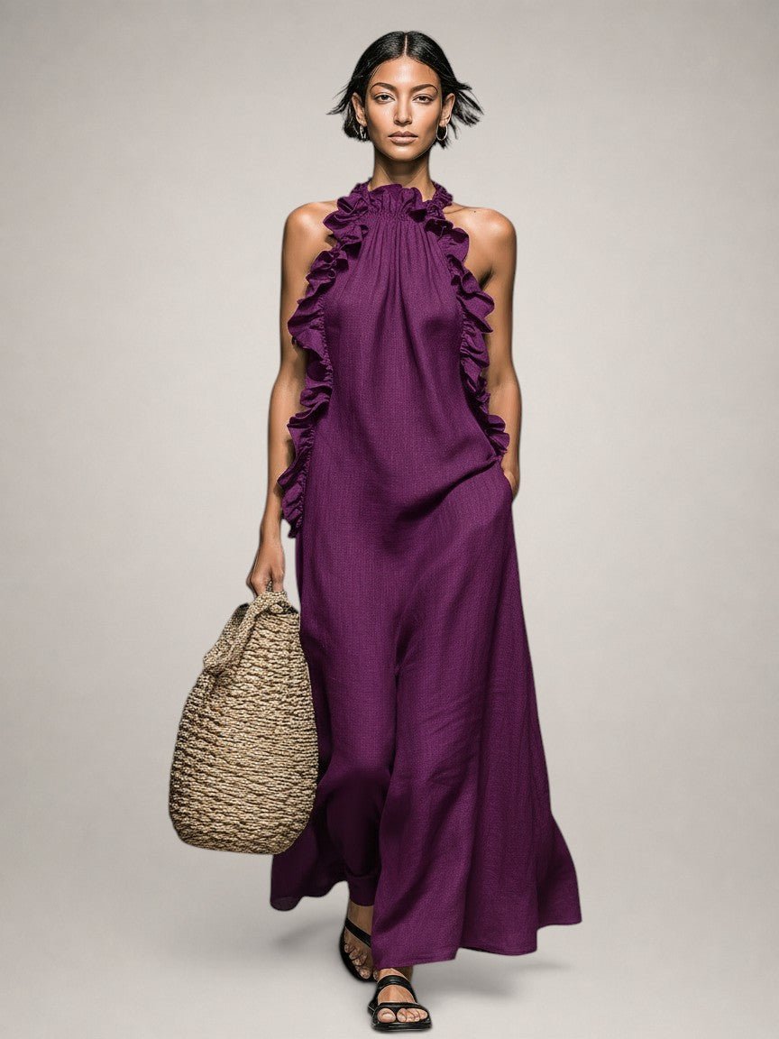 HÉLOÏSE | Maxikleid mit hohem Rüschenkragen
