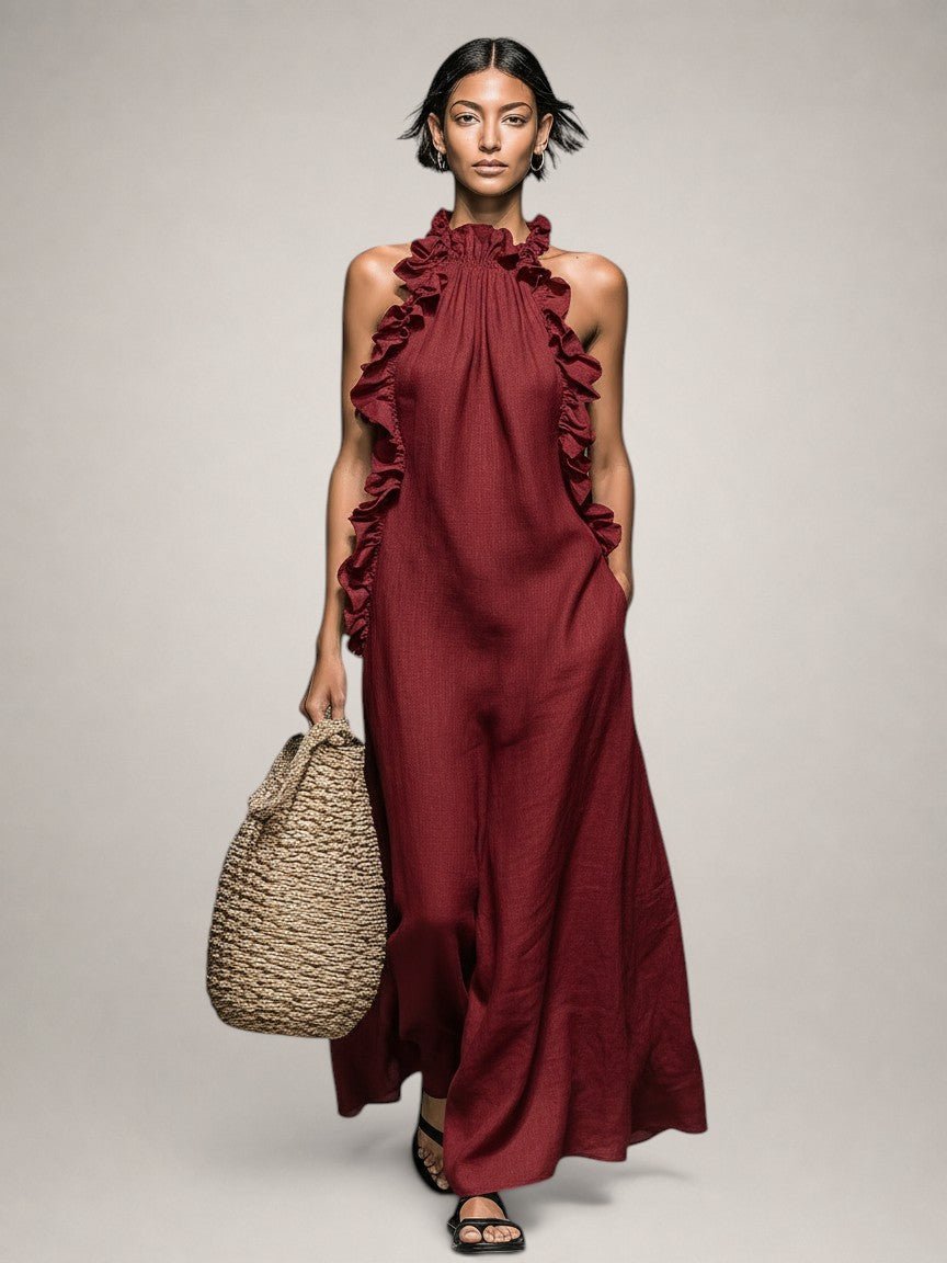 HÉLOÏSE | Maxikleid mit hohem Rüschenkragen