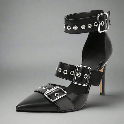 Konstanze | Spitze Stiletto-Pumps mit Schnallenriemen