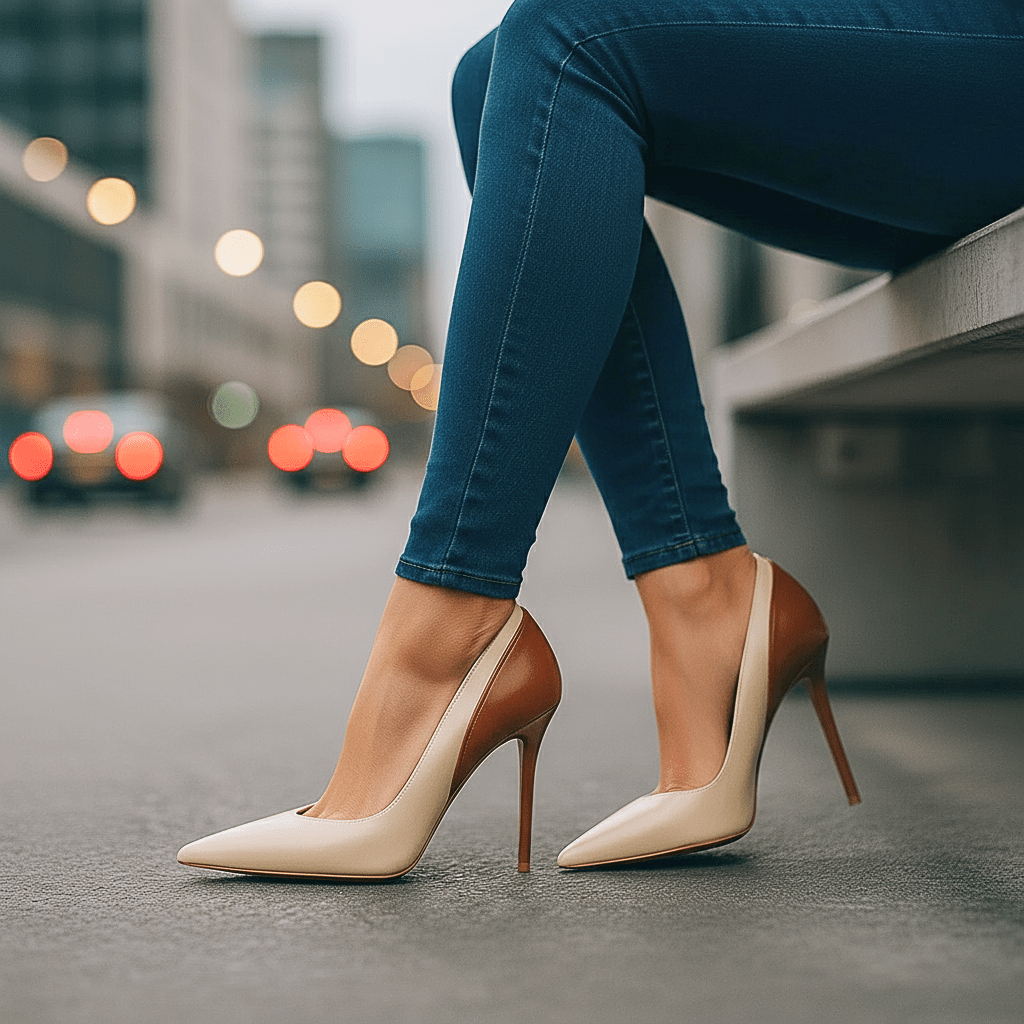 Ottilie | Spitze Stiletto-Pumps im Colorblocking-Design