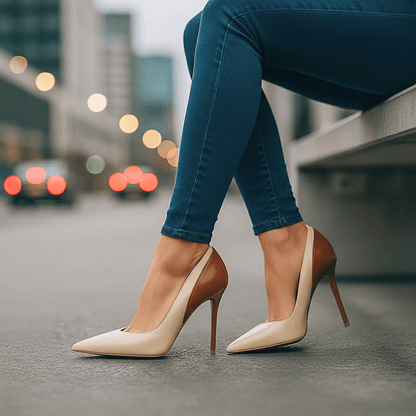 Ottilie | Spitze Stiletto-Pumps im Colorblocking-Design