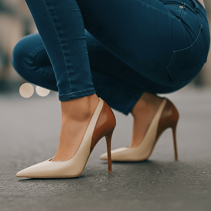 Ottilie | Spitze Stiletto-Pumps im Colorblocking-Design