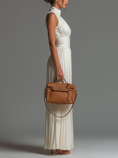 AUGUSTINE Jumpsuit | Weißer plissierter Chiffon-Overall
