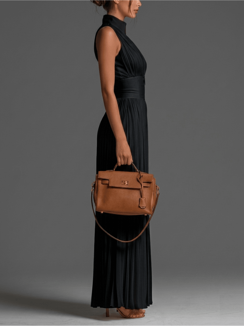 AUGUSTINE Jumpsuit | Schwarzer plissierter Chiffon-Overall